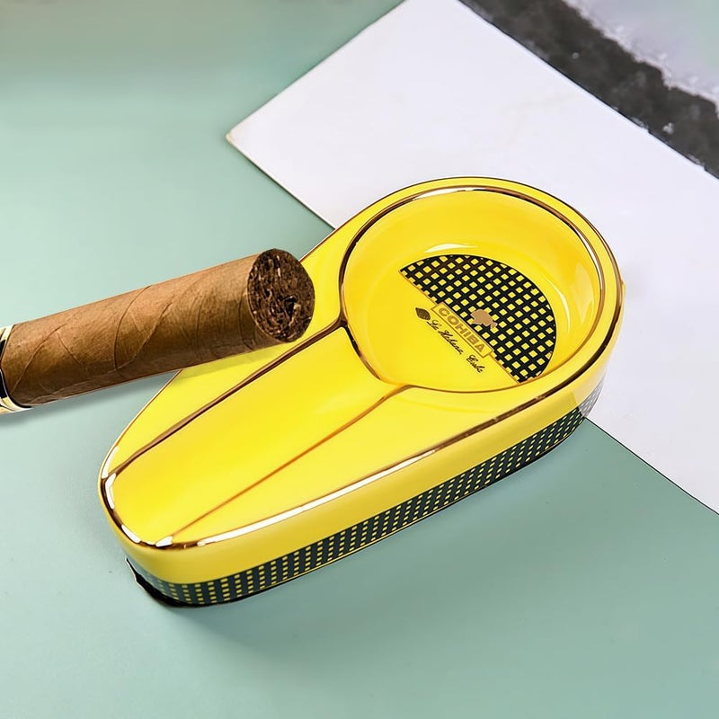 Cigar Ashtray - Portable Yellow Ash Tray for Travel & Outdoor Use - Image 1