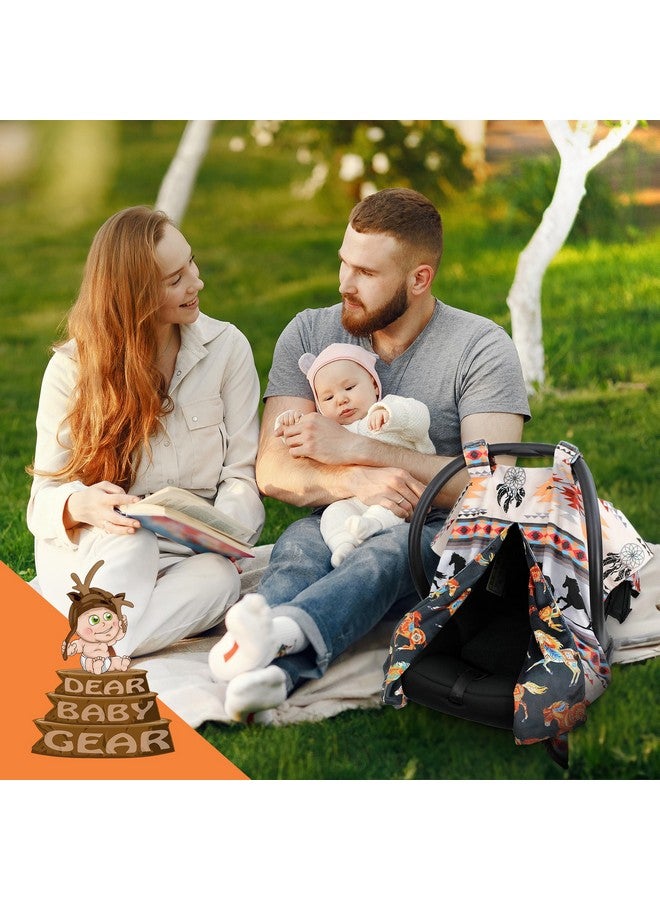 Dear Baby Gear - Baby Car Seat Canopy - Infant Car Seats Covers - Carseat Canopies for Boys and Girls - Toddler Carseat Cover with Snap Opening 40"x30"(Southwestern Tribal Horses - Reversible) - Image 5