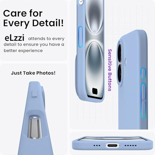 Elzzi Microfiber Logo Cut Cover Compatible for iPhone 16 Case Liquid Silicone Cases Full Body 4 Layer Protective Covers Shockproof Back Cover with High Raised Camera Lips (6.1 inch, Official Blue) - Image 2