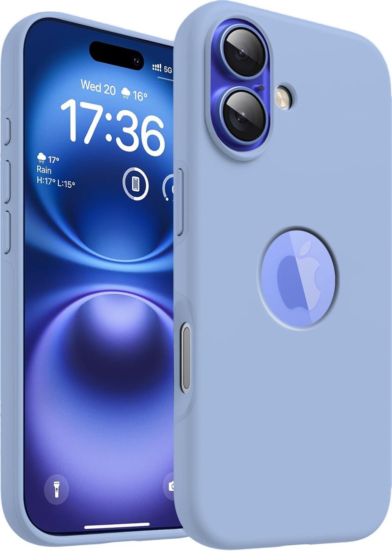 Elzzi Microfiber Logo Cut Cover Compatible for iPhone 16 Case Liquid Silicone Cases Full Body 4 Layer Protective Covers Shockproof Back Cover with High Raised Camera Lips (6.1 inch, Official Blue) - Image 1