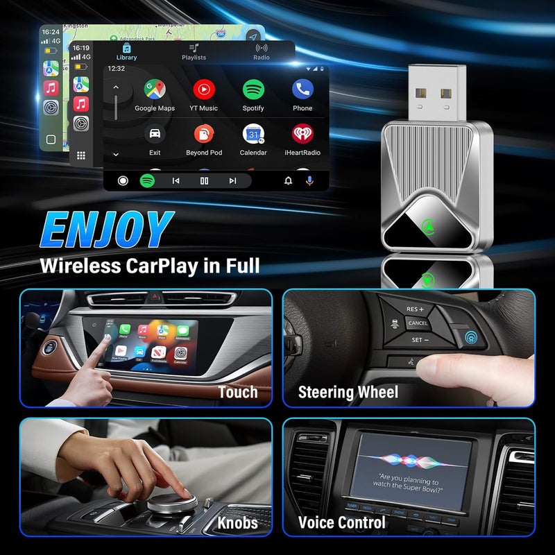 OFFBEAT AutoLink, 2-in-1 Wireless Apple CarPlay & Android Auto Adapter| Plug & Play Bluetooth 5.2 Connection| Converts Wired Android Auto/CarPlay to Wireless (Space Grey) - Image 3