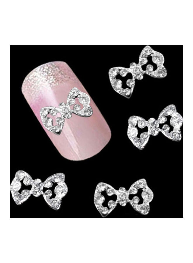 NIBEMINENT 10-Piece 3D Glitter Bowknot DIY Decoration Nail Art Tip Set White - Image 1
