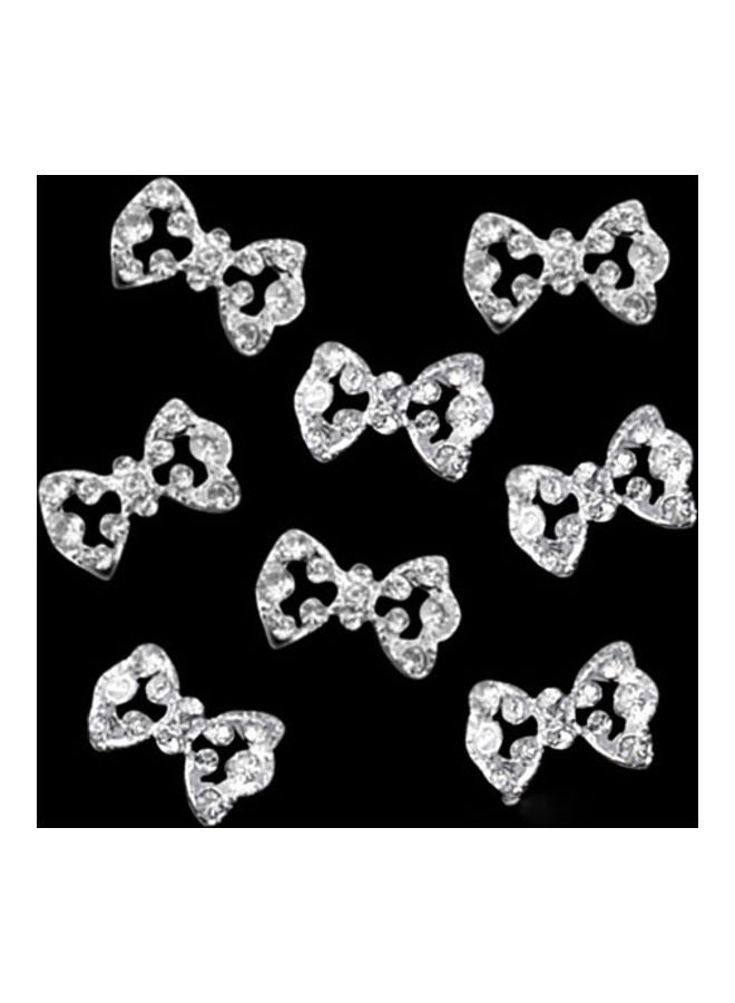 NIBEMINENT 10-Piece 3D Glitter Bowknot DIY Decoration Nail Art Tip Set White - Image 2