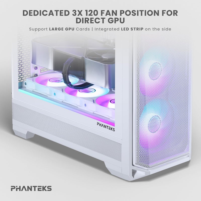 Phanteks Eclipse G400A ATX Mid-Tower Computer Case, PC Case with Tempered Glass Side Panel, RGB Gaming Chassis, 4 x 140mm Fans Pre-Installed (White) - Image 5
