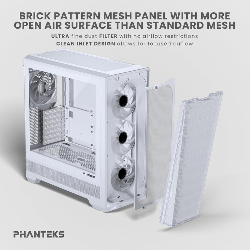 Phanteks Eclipse G400A ATX Mid-Tower Computer Case, PC Case with Tempered Glass Side Panel, RGB Gaming Chassis, 4 x 140mm Fans Pre-Installed (White) - Image 2