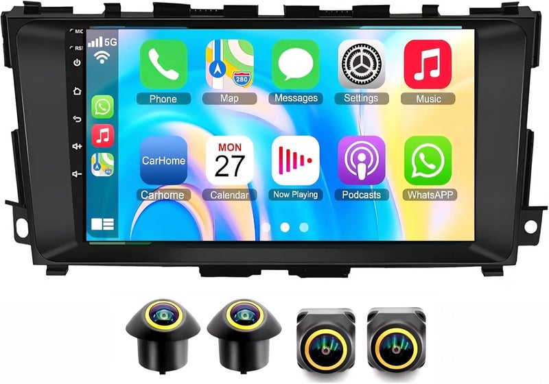 فيريكس ستيريو سيارة نيسان ألتيما مناسب لشاشة أندرويد ألتيما 2013-2018 مع Apple Carplay Android Auto لاسلكي واي فاي DSP FM&AM BT AHD كاميرا متضمنة واجهة سريعة QLED (4 + 32 جيجابايت 360D كاميرات) - Image 1