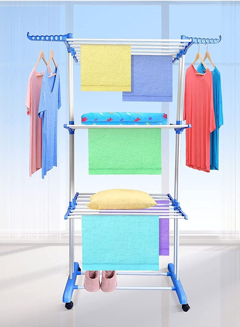 Foldable Coat Rack Three Layer Multi-function Floor Standing Clothes Dryer  - Image 1