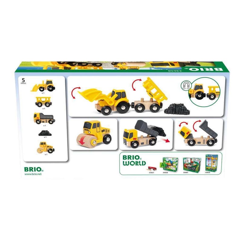 BRIO Construction Vehicles - Premium Wooden Toy Train Set | Fun and Educational | Easy Magnetic Couplings | FSC Certified Wood | Ideal Christmas or Birthday Gift - Image 1