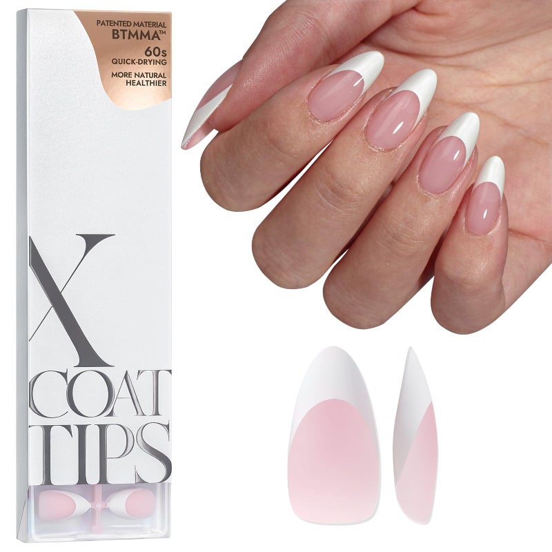 BTArtboxnails French Gel Nail Tips - French Tip Press on Nails Pink Medium Almond XCOATTIPS for Nail Extensions - Image 1