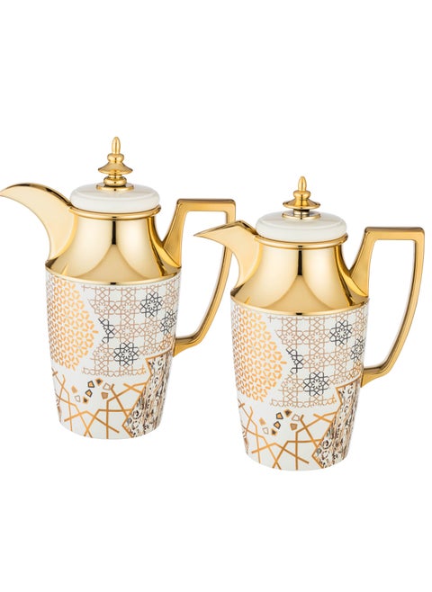 Revan 2-piece thermos set with luxurious designs, capacity 1 liter for tea and 1 liter for coffee