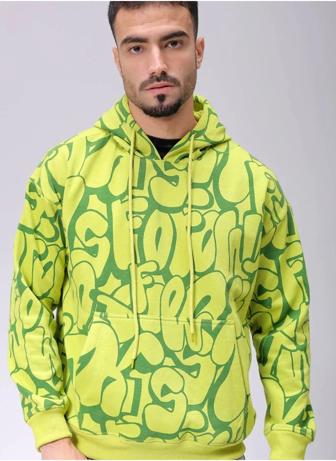 شركة المرآب الهندية Men Relaxed Fit Printed Overhead Hooded Sweatshirt