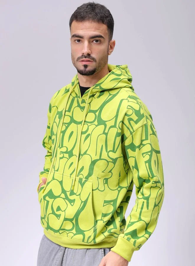 The Indian Garage Co Men Relaxed Fit Printed Overhead Hooded Sweatshirt