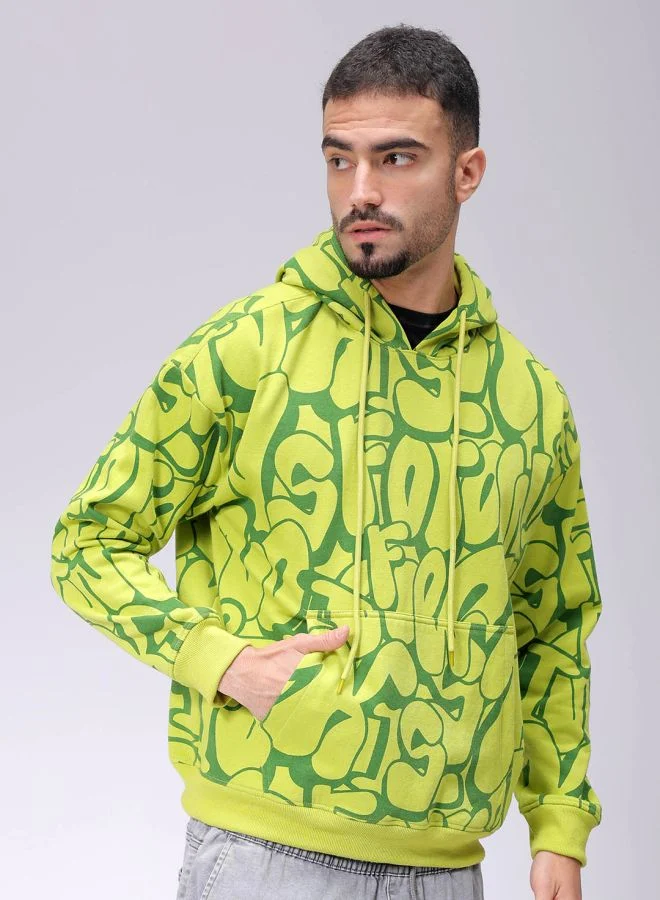 The Indian Garage Co Men Relaxed Fit Printed Overhead Hooded Sweatshirt