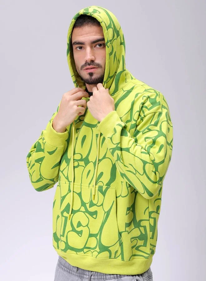 The Indian Garage Co Men Relaxed Fit Printed Overhead Hooded Sweatshirt