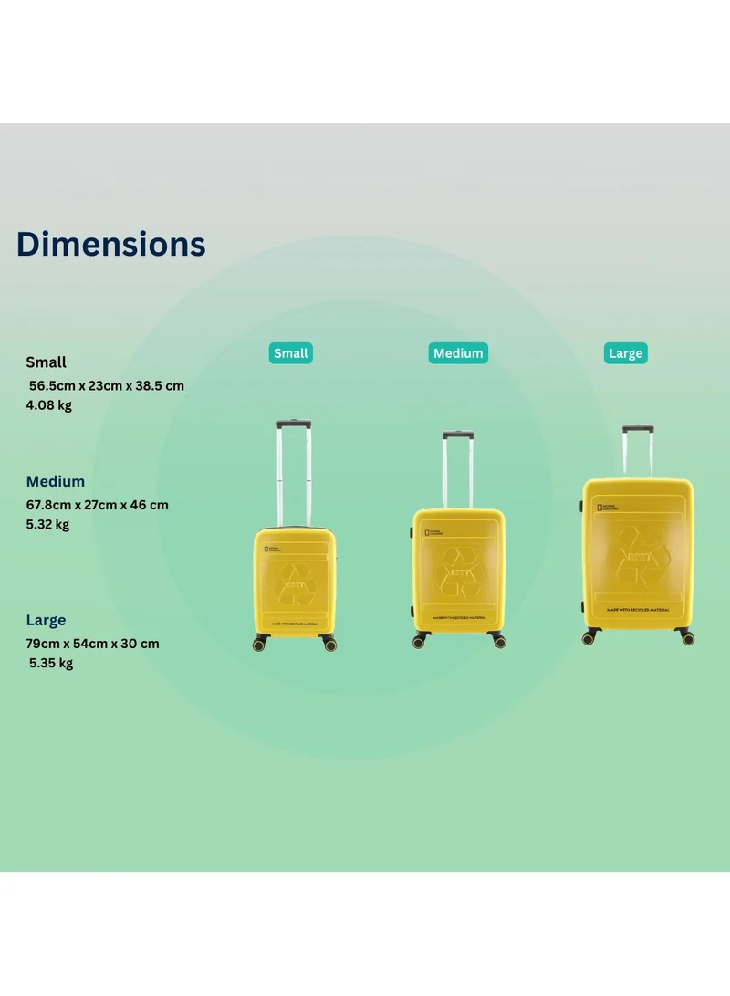 NATIONAL GEOGRAPHIC National Geographic RPET Balance Luggage Sets, Hardshell Durable Lightweight Suitcase 4 Double Wheels TSA Lock 3pcs Travel Trolley Bags Yellow (20+24+28 Inch).