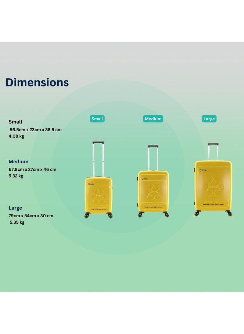 NATIONAL GEOGRAPHIC National Geographic RPET Balance Luggage Sets, Hardshell Durable Lightweight Suitcase 4 Double Wheels TSA Lock 3pcs Travel Trolley Bags Yellow (20+24+28 Inch).  - Image 4