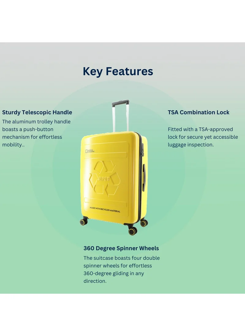 ناشيونال چيوغرافيك National Geographic RPET Balance Luggage Sets, Hardshell Durable Lightweight Suitcase 4 Double Wheels TSA Lock 3pcs Travel Trolley Bags Yellow (20+24+28 Inch).