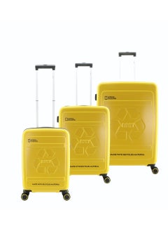 NATIONAL GEOGRAPHIC National Geographic RPET Balance Luggage Sets, Hardshell Durable Lightweight Suitcase 4 Double Wheels TSA Lock 3pcs Travel Trolley Bags Yellow (20+24+28 Inch).  - Image 1
