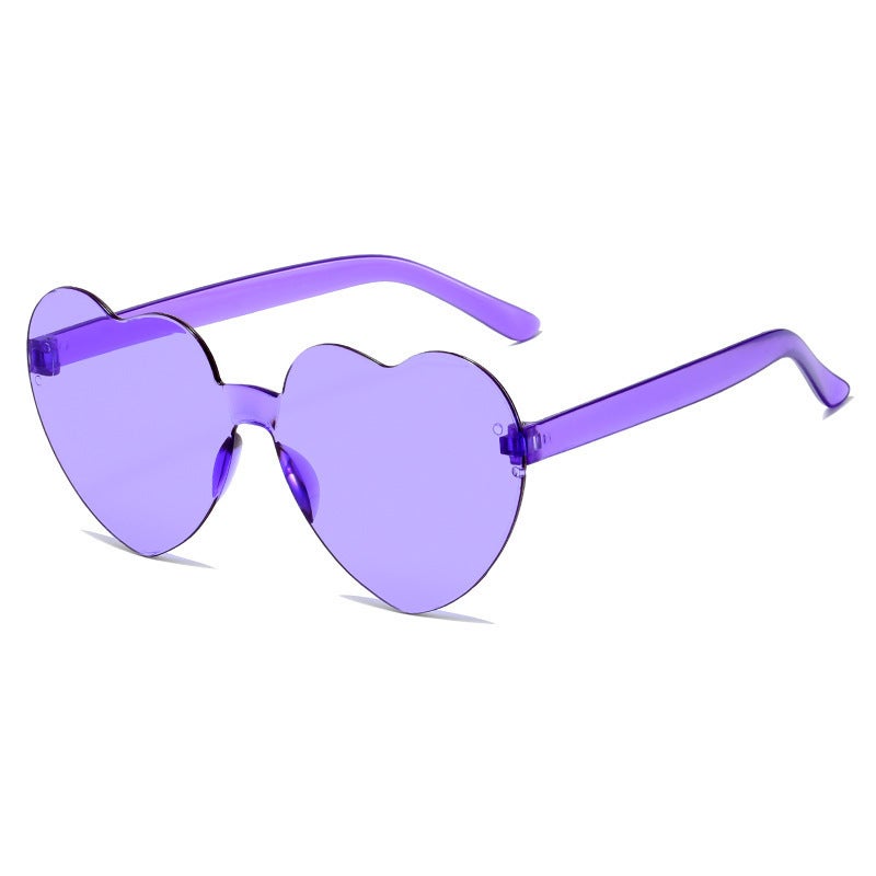 Generic Transparent Jelly Heart Sunglasses Unisex Purple 