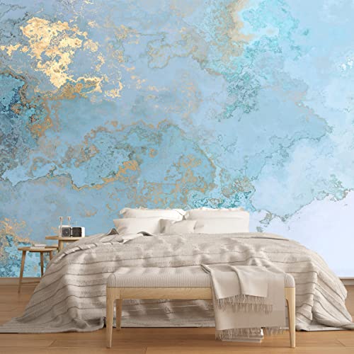 MFWFM Abstract Wallpaper Blue Gold Marble Texture Wall Mural WallpaperNot Peel n Stick