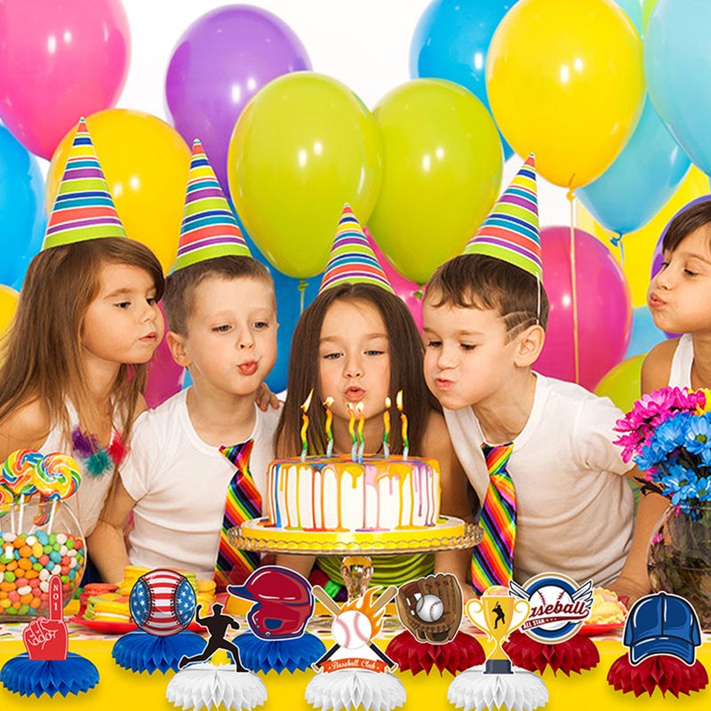 Baseball Honeycomb Centerpieces Birthday Party Tabletop Decorations Assorted Color 17x15x5cm 9Pcs - Image 3