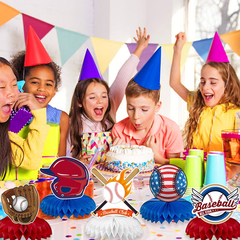Baseball Honeycomb Centerpieces Birthday Party Tabletop Decorations Assorted Color 17x15x5cm 9Pcs - Image 2
