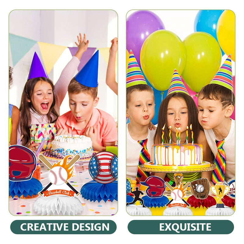 Baseball Honeycomb Centerpieces Birthday Party Tabletop Decorations Assorted Color 17x15x5cm 9Pcs - Image 4