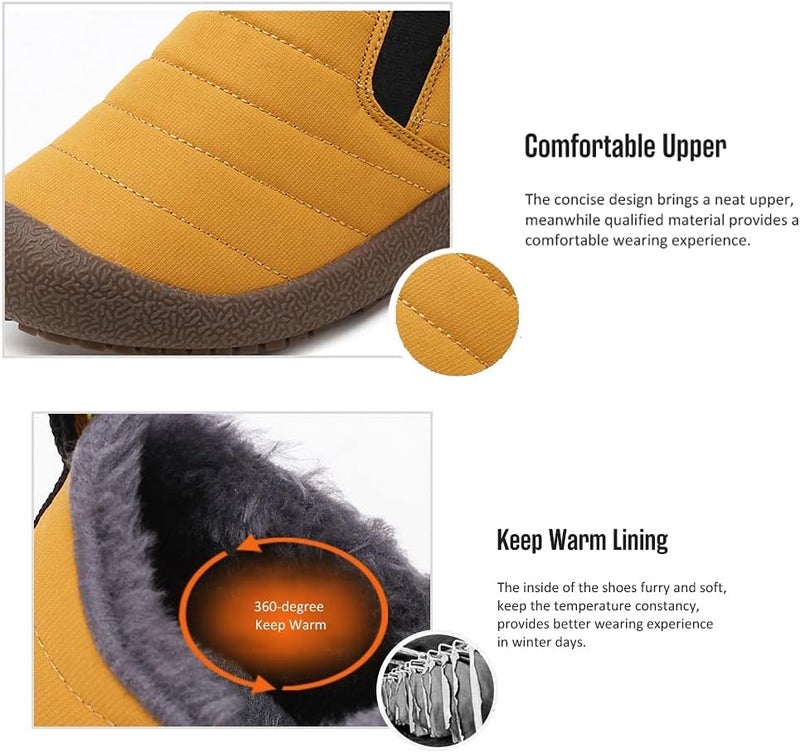 Men's Cotton Velvet Winter Warm Non-Slip Shoes,Men Warm Comfy Short Boots for Men Lightweight Non-Slip Outdoor Men's Ankle Boots Simple All-Match Male Platform Boots (Brown,6.5) - Image 1
