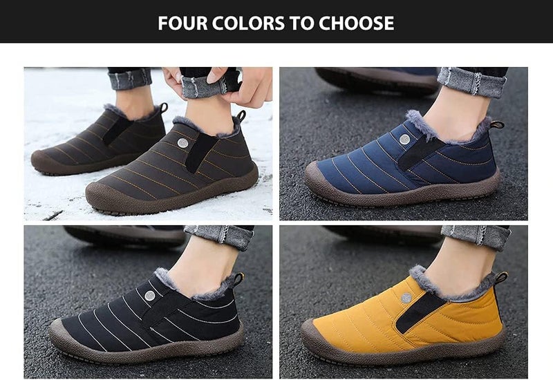 Men's Cotton Velvet Winter Warm Non-Slip Shoes,Men Warm Comfy Short Boots for Men Lightweight Non-Slip Outdoor Men's Ankle Boots Simple All-Match Male Platform Boots (Brown,6.5) - Image 2