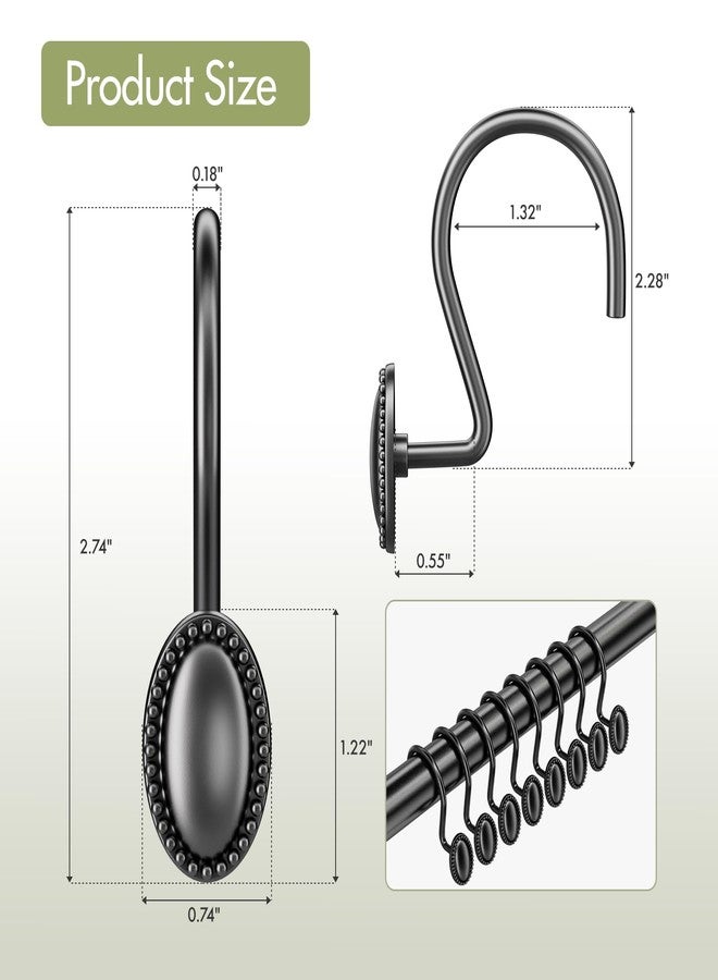 AmazerBath Black Shower Curtain Hooks, 12PCS Rust Proof Shower Curtain Rings, Decorative Modern Shower Curtain Hangers, Elliptical Heavy Duty Design Convenient for Bathroom Kitchen Wardrobe - Image 2