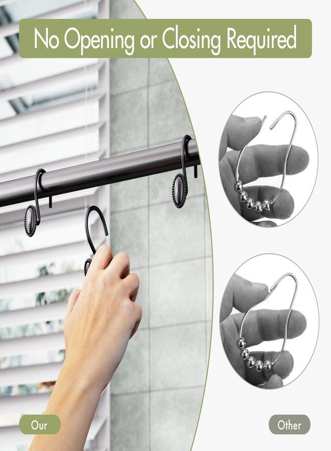 AmazerBath Black Shower Curtain Hooks, 12PCS Rust Proof Shower Curtain Rings, Decorative Modern Shower Curtain Hangers, Elliptical Heavy Duty Design Convenient for Bathroom Kitchen Wardrobe - Image 5