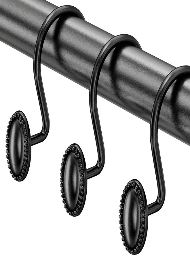 AmazerBath Black Shower Curtain Hooks, 12PCS Rust Proof Shower Curtain Rings, Decorative Modern Shower Curtain Hangers, Elliptical Heavy Duty Design Convenient for Bathroom Kitchen Wardrobe - Image 1