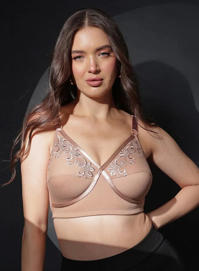 كلوفيا Non-Padded Non-Wired Full-Figure Bra - Cotton Rich