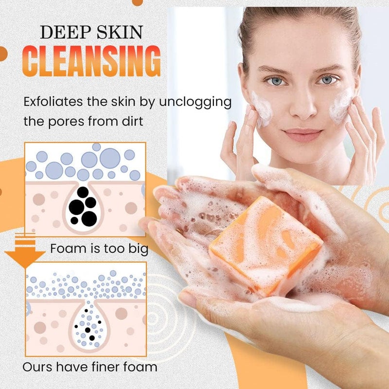 ويوبلز صابون الكركم من لانثوم، صابون الكركم والزنجبيل للبقع الداكنة، صابون زيت عطري طبيعي للوجه والجسم، صابون زنجبيل عضوي لتنشيط الجهاز اللمفاوي، صابون زنجبيل مرطب، صابون استحمام منظف للنساء والرجال - Image 4