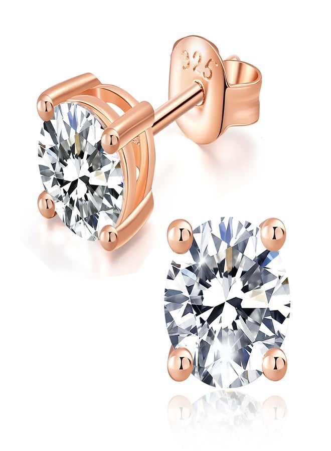 IMOLOVE Moissanite Stud Earrings for Women in Sterling Silver Hypoallergenic 1-3CT D Color Round Cut Moissante Earrings, 1 CT/Pair, Rose Gold Sterling Silver, Moissanite - Image 1