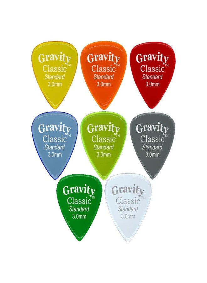 Gravity Guitar Picks - Made of Acrylic - Brighter, Louder, Faster - Classic Standard 3.0mm - 8 Color Assortment - Image 1
