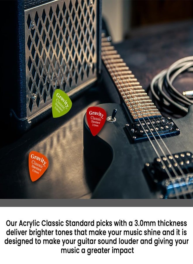 Gravity Guitar Picks - Made of Acrylic - Brighter, Louder, Faster - Classic Standard 3.0mm - 8 Color Assortment - Image 5