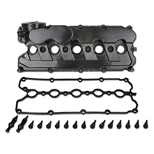 MITZONE Engine Valve Cover Compatible with 2006-2014 Volkswagen Jetta Beetle Golf Passat Rabbit SportWagen 2.5L 5 Cylinder Replace 07K-103-469-L 07K-103-469-F - Image 1