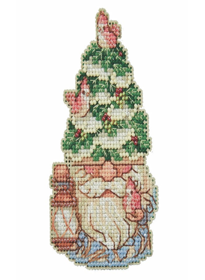 Mill Hill Evergreen Gnome Counted Cross Stitch Ornament Kit 2023 Jim Shore Woodland Gnomes JS202312, 3.5 x 6.25 inches, Multi