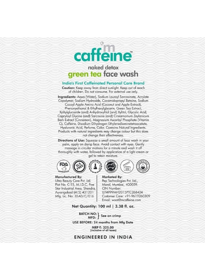 mCaffeine Vitamin C Face Wash for Women with Green Tea & Hyaluronic Acid | Oil Control Face Wash for Oily Skin, Normal Skin & Dry Skin | Natural Detoxifying Face Wash - Rich in Antioxidants | 100ml - Image 5