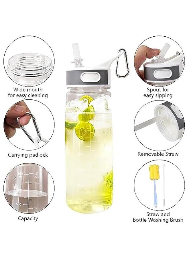 Arabest - Bottled Joy 28oz Clear Water Bottle with Straw for Fitness Outdoor Cycling Gifts Women Men, Leakproof BPA-Free Sports Jug Tritan 800ml Gallon Bottlejoy. - Image 1