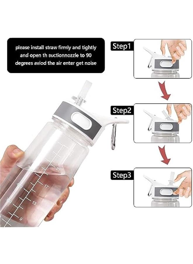 Arabest - Bottled Joy 28oz Clear Water Bottle with Straw for Fitness Outdoor Cycling Gifts Women Men, Leakproof BPA-Free Sports Jug Tritan 800ml Gallon Bottlejoy. - Image 1