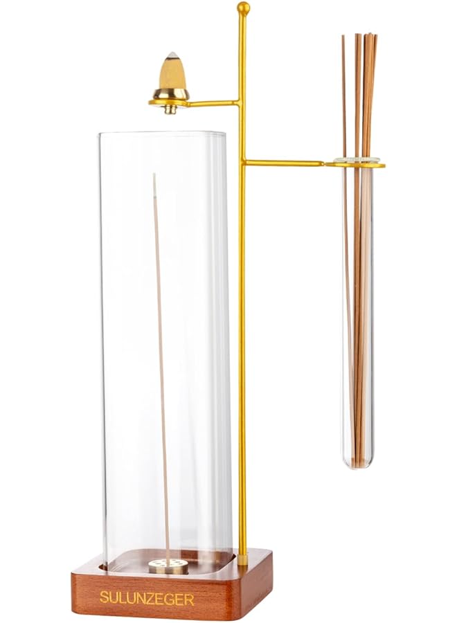 erorex Incense Holder Oud Burner Holder With Removable Glass Cover And Incense Storage Tube Incense Sticks Holder For Yoga Spa Madiation Relaxation Home Decor - Image 1