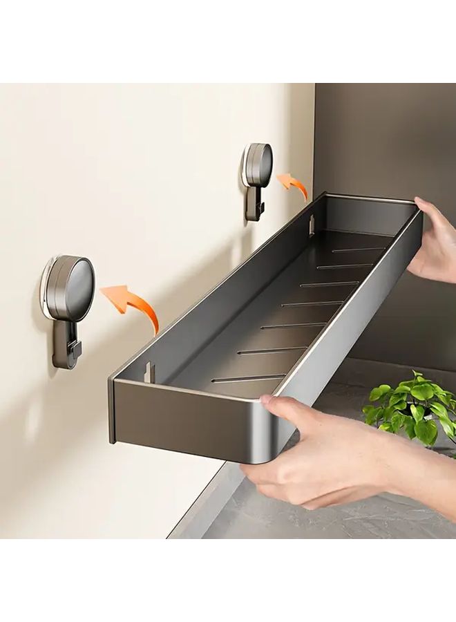 15.75 Inch Wall Mounted Aluminum Spice Rack With Suction Cup Adhesive For Kitchen Cabinets Fridge And Oven Modern Gray Space Saving Seasoning Storage Solution - Image 1