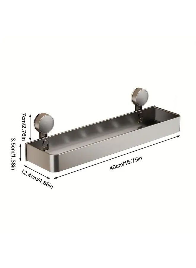 15.75 Inch Wall Mounted Aluminum Spice Rack With Suction Cup Adhesive For Kitchen Cabinets Fridge And Oven Modern Gray Space Saving Seasoning Storage Solution - Image 3