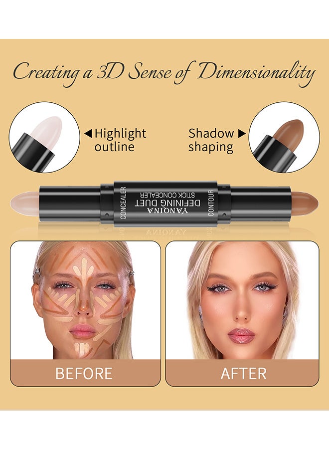 يانقينا عصا مكياج مكياج ثنائية التمييز ، وعصي برونزي محيطية ، وقلم خفي للوجه مقاوم للماء لظلال الوجه الوجه ، قم بإنشاء مكياج ثلاثي الأبعاد - Image 3