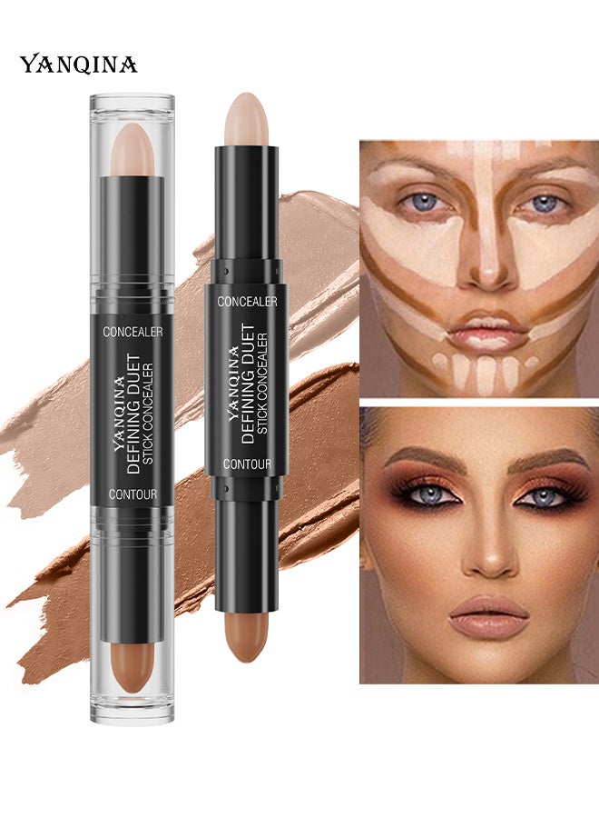يانقينا عصا مكياج مكياج ثنائية التمييز ، وعصي برونزي محيطية ، وقلم خفي للوجه مقاوم للماء لظلال الوجه الوجه ، قم بإنشاء مكياج ثلاثي الأبعاد - Image 1