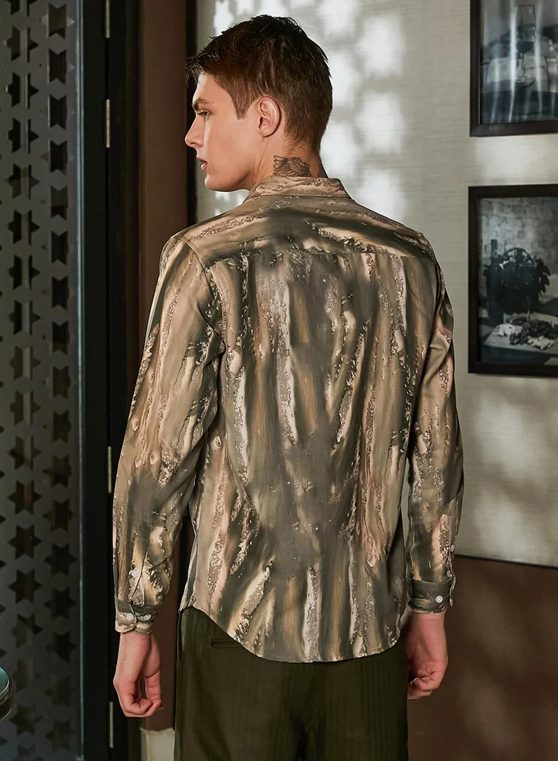 Campus Sutra Men's Pickle Green Earthy Oversized Shirt