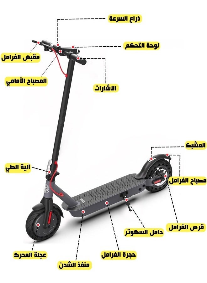 Fitness World - Electric scooter with lithium battery, fast charging, dual brake system, speed up to 25 km/h, 25 cm durable pneumatic tire, foldable design, control via mobile phone application, weight capacity 100 kg, the scooter is water, dust and dirt resistant - Image 1