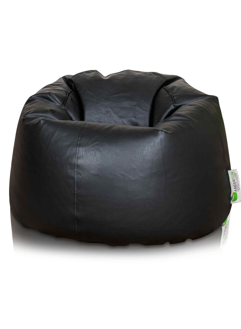 Generic Premium Quality Bean Bag Leather Material  Black Color  115x75 cm 